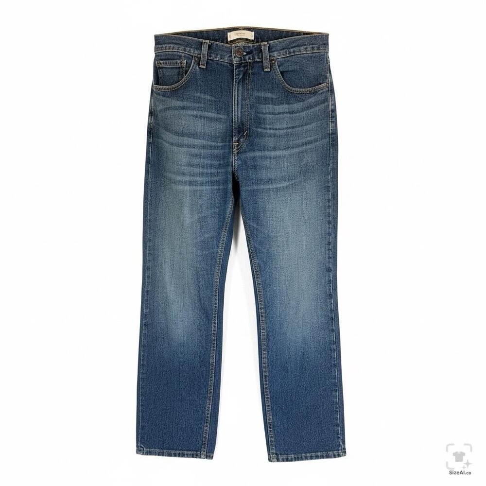 Levis 505 Jeans Mens 36x30 Blue Medium Wash Straight Stretch Denim Zip Fly